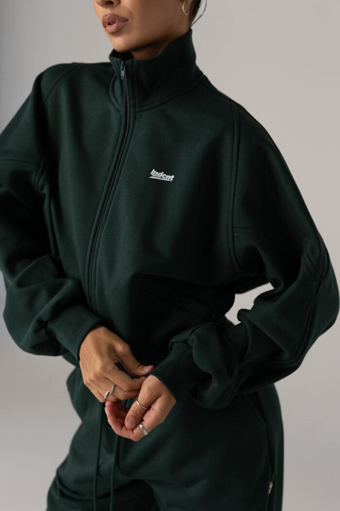 VINTAGE GREEN RAGLAN ZIP SWEAT