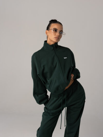 VINTAGE GREEN RAGLAN ZIP SWEAT - Image 2