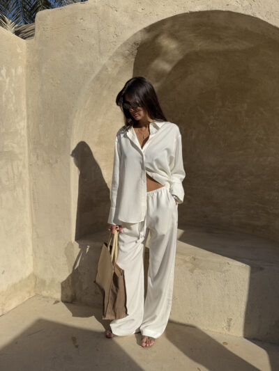 3 PIECE LYOCELL LOUNGE SUIT IN WHITE - Image 4