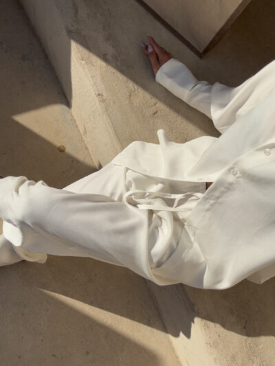 3 PIECE LYOCELL LOUNGE SUIT IN WHITE - Image 2