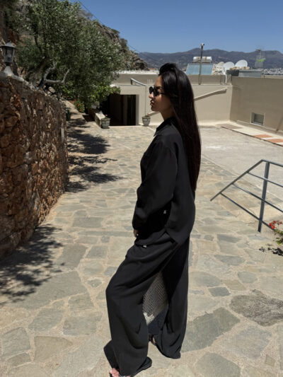 3 PIECE LYOCELL LOUNGE SUIT IN BLACK - Image 3