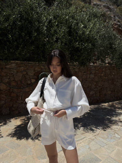 3 PIECE LYOCELL LOUNGE SUIT IN WHITE - Image 5