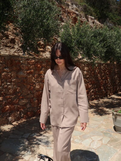 3 PIECE LYOCELL LOUNGE SUIT IN KHAKI - Image 4