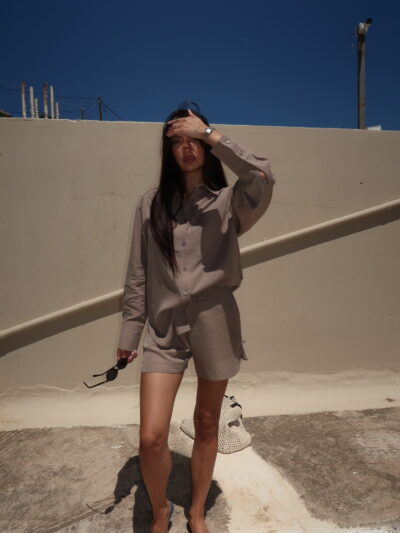 3 PIECE LYOCELL LOUNGE SUIT IN KHAKI - Image 5