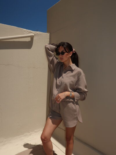 3 PIECE LYOCELL LOUNGE SUIT IN KHAKI - Image 7