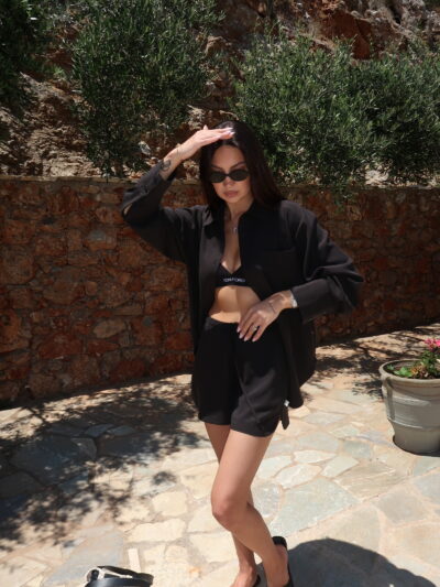 2 PIECE LYOCELL LOUNGE SUIT IN BLACK - Image 3