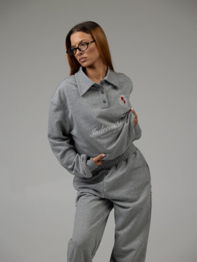 DARK MELANGE POLO SWEAT EMBLEM