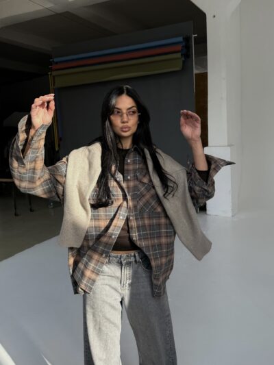 DADDY'S SHIRT IN BROWN GRAY | SHIPPING 11.14